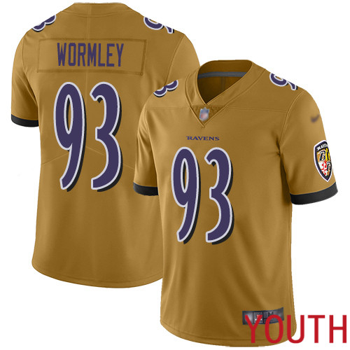 Baltimore Ravens Limited Gold Youth Chris Wormley Jersey NFL Football 93 Inverted Legend